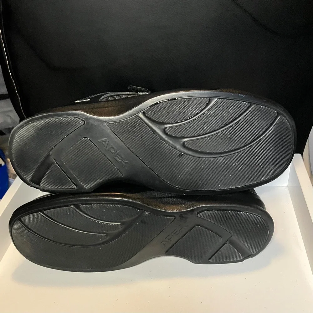 Apex G8010M Mens Walking Shoes Black Leather Double Strap X-Wide Size 12.5